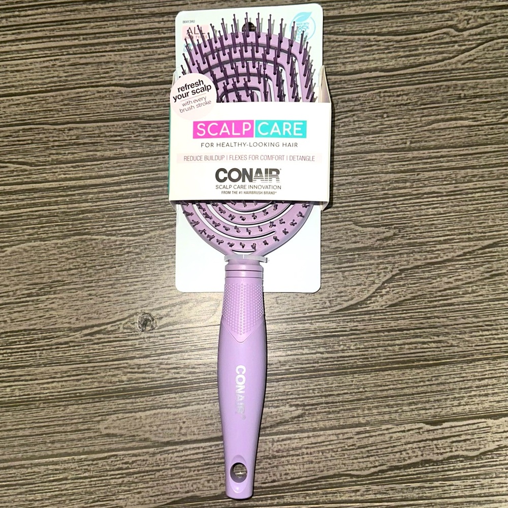 Conair Scalp Care Flexi Head Paddle Detangling Hair Brush - Purple. NWT!